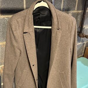 Classic Taupe Wool-Blend Overcoat 40R H&M